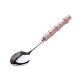 Light Luxury Ceramic Pearl Handle Knife Fork And Spoon Creative Stainless Steel Tableware (Option: Pink Spoon)