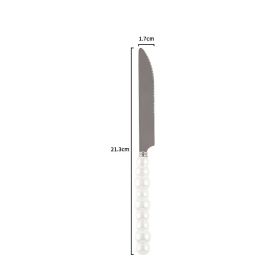 Ceramic Pearl Handle Knife Fork And Spoon Household Eating Soup Spoon Western Foodsteak Knife And Fork (Option: white knife)