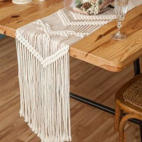 Hand-woven Table Runner Tapestry Living Room Dining (Option: White-30x180CM)