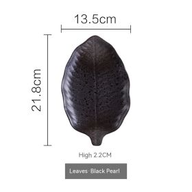 Japanese Retro Tableware Ceramic Creative Irregular (Option: Banana Leaf Black Jane Point)