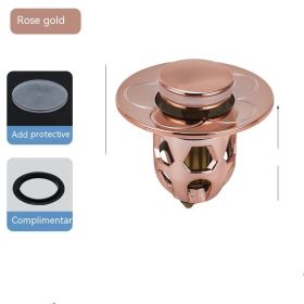 Wash Basin Washbasin Leaking Plug Drainer Pipe Bounce Core (Option: Rose gold)