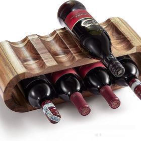 Wooden Double-layer Wine Ornaments Solid Wood Desktop Display Rack (Option: Wood Color-2)