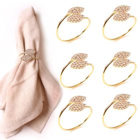 Hotel Banquet Two-leaf Grass Napkin Ring (Option: Gold-6PCS)