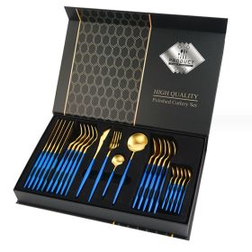 Gift Box Stainless Steel Tableware 24-piece Set (Option: Blue Gold 24 Piece Set)