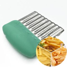 Stainless Steel Potato Cutting Corrugated Knife (Color: Green)