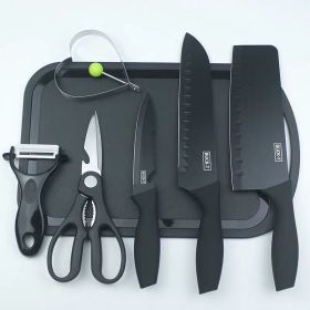 Black Steel Kitchen Knife Combination (Option: Seven Piece)