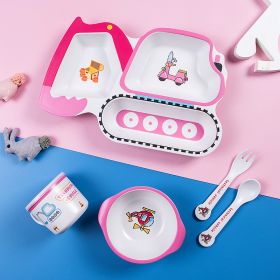 Bamboo Fiber Children's Tableware Set Cartoon Solid Food Bowl (Option: 050 Excavator)