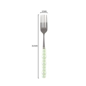 Ceramic Pearl Handle Knife Fork And Spoon Household Eating Soup Spoon Western Foodsteak Knife And Fork (Option: green fork)