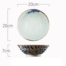 High Temperature Underglaze Color Hand-painted Ceramic Cross Grain Bowl (Option: 8inch)