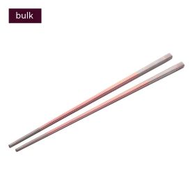 304 Stainless Steel Chopsticks Household Alloy Restaurant Color Laser Square-headed (Option: Long Rose Gold)