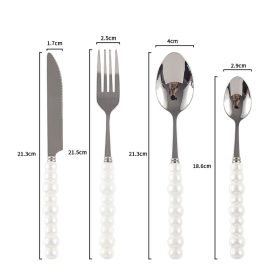 Ceramic Pearl Handle Knife Fork And Spoon Household Eating Soup Spoon Western Foodsteak Knife And Fork (Option: White Set)