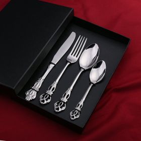 Stainless Steel Western Food Tableware Set Steak Knife And Fork Gift Box Steak Knife, Fork And Spoon (Option: Natural Four Piece Set Box)