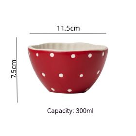 Cartoon Cute Good-looking Red Mushroom Ceramic Tableware Mug Dim Sum Plate Rice Bowl Instant Noodle Bowl Salad Bowl Spoon (Option: Mushroom Small Bowl)