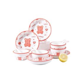 Cartoon Lucky Bear Ceramic Tableware Set (Option: 16piece Set)