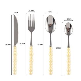 Ceramic Pearl Handle Knife Fork And Spoon Household Eating Soup Spoon Western Foodsteak Knife And Fork (Option: yellow set)