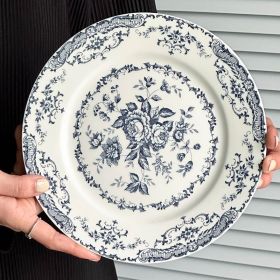 Ceramic Dinner Plate Household Dish (Option: Blue-10 Inch Single Pack)